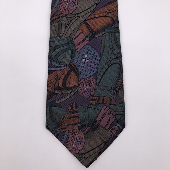 Geoffrey Beene 100% Silk Golf Necktie Tie Neck Tie Golfing Dark Color Bag Ball - Picture 1 of 8